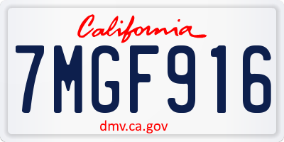 CA license plate 7MGF916