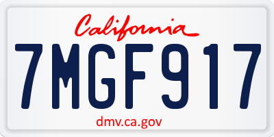 CA license plate 7MGF917