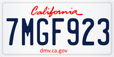 CA license plate 7MGF923