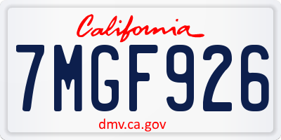 CA license plate 7MGF926