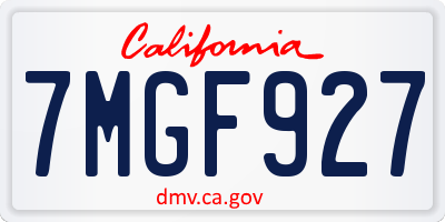 CA license plate 7MGF927