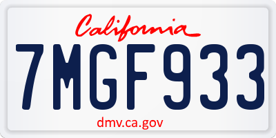 CA license plate 7MGF933
