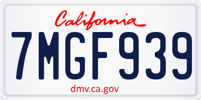 CA license plate 7MGF939