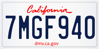 CA license plate 7MGF940