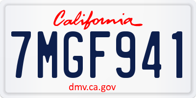 CA license plate 7MGF941
