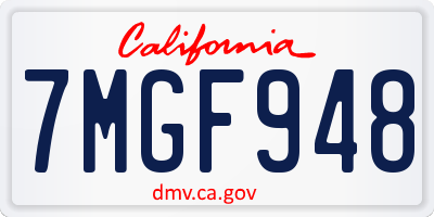 CA license plate 7MGF948