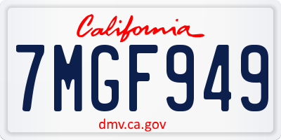 CA license plate 7MGF949