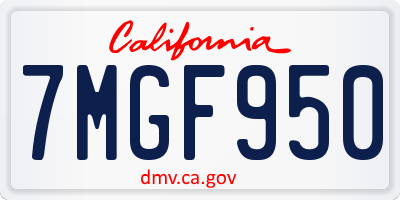 CA license plate 7MGF950