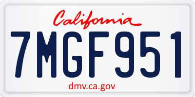 CA license plate 7MGF951