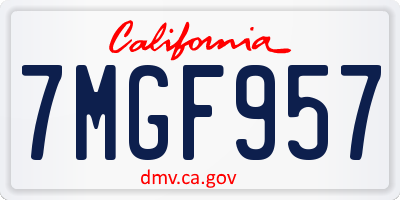 CA license plate 7MGF957