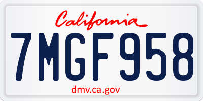 CA license plate 7MGF958