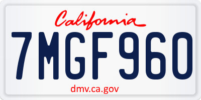 CA license plate 7MGF960