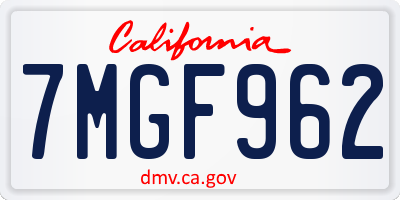 CA license plate 7MGF962