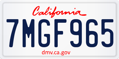 CA license plate 7MGF965