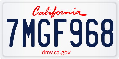 CA license plate 7MGF968