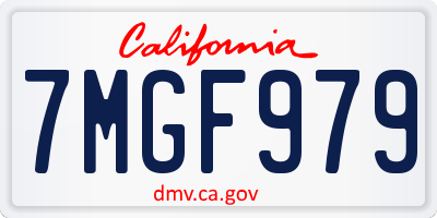 CA license plate 7MGF979