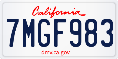CA license plate 7MGF983