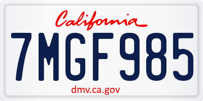 CA license plate 7MGF985