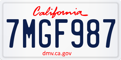 CA license plate 7MGF987