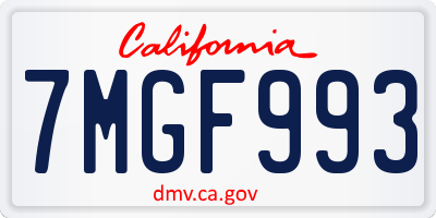 CA license plate 7MGF993