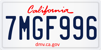 CA license plate 7MGF996
