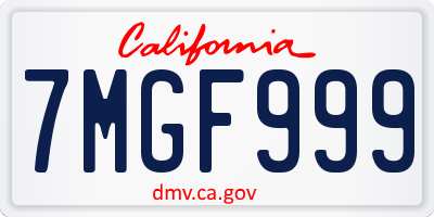 CA license plate 7MGF999