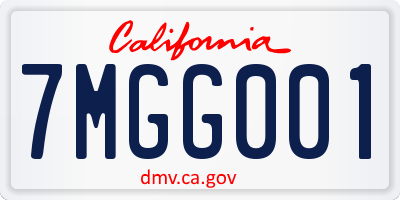 CA license plate 7MGG001