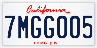 CA license plate 7MGG005