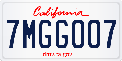 CA license plate 7MGG007