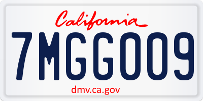 CA license plate 7MGG009
