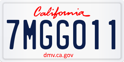 CA license plate 7MGG011