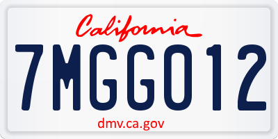 CA license plate 7MGG012