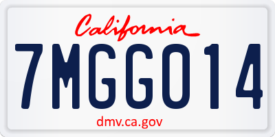 CA license plate 7MGG014
