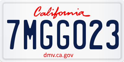 CA license plate 7MGG023