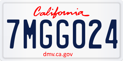 CA license plate 7MGG024