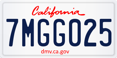CA license plate 7MGG025