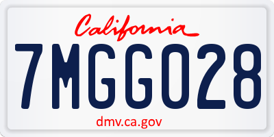 CA license plate 7MGG028