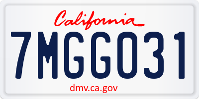 CA license plate 7MGG031