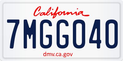 CA license plate 7MGG040