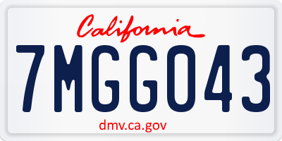 CA license plate 7MGG043