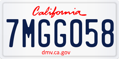 CA license plate 7MGG058
