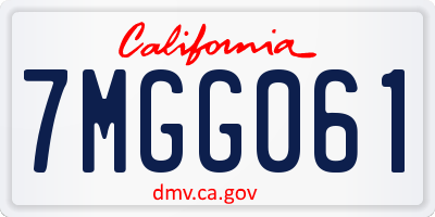 CA license plate 7MGG061