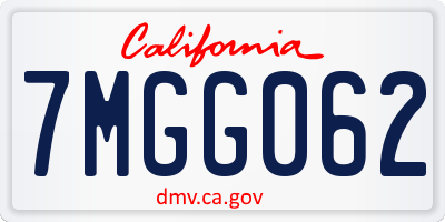 CA license plate 7MGG062