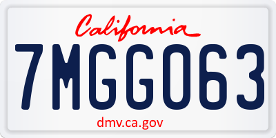 CA license plate 7MGG063