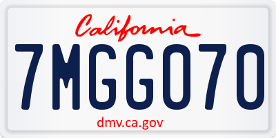 CA license plate 7MGG070