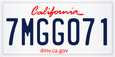 CA license plate 7MGG071