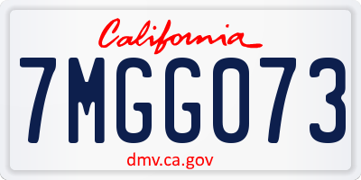 CA license plate 7MGG073
