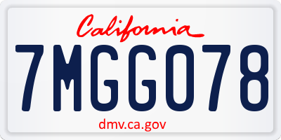 CA license plate 7MGG078