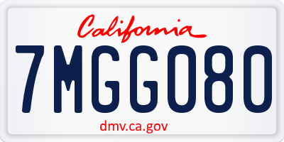 CA license plate 7MGG080