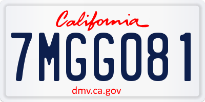 CA license plate 7MGG081